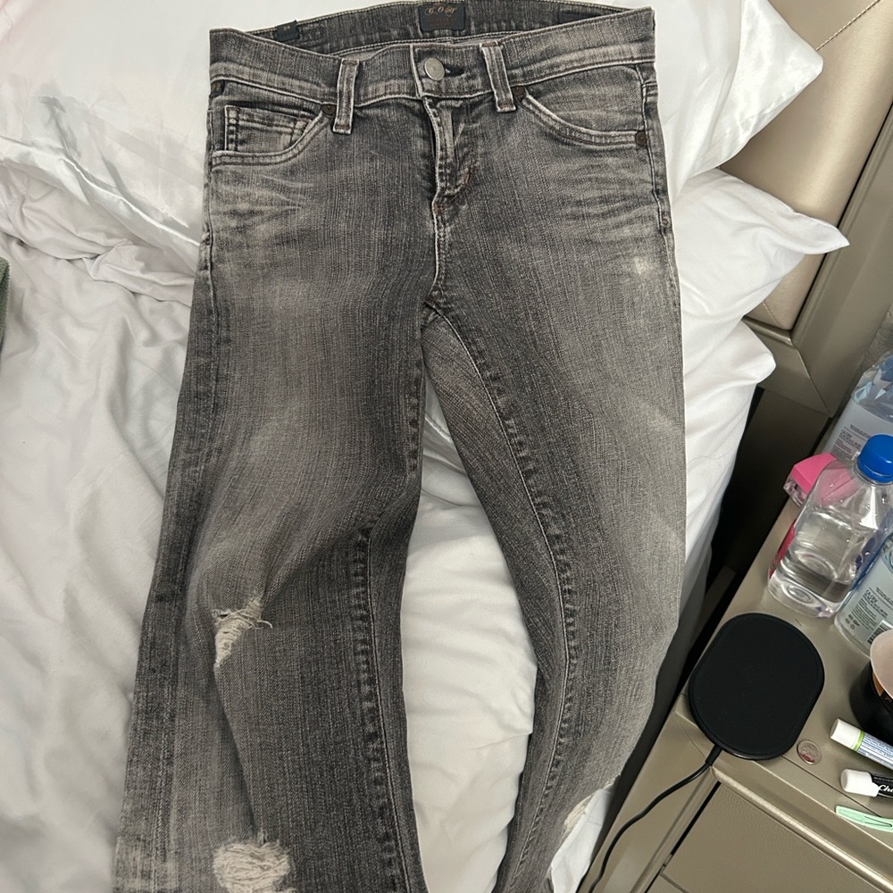 Citizens Of Humanity Distressed Gray Boot Cut Jeans